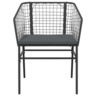 5-delige Tuinset met kussens poly rattan glas zwart