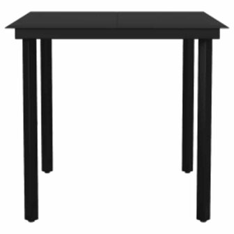 5-delige Tuinset met kussens poly rattan glas zwart