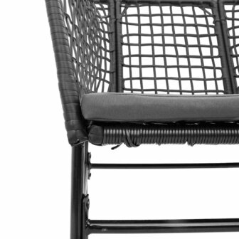 5-delige Tuinset met kussens poly rattan glas zwart
