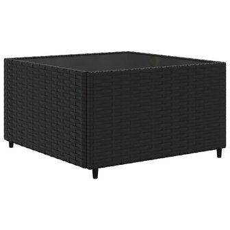 7-delige Loungeset met kussens poly rattan zwart