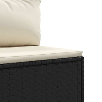 7-delige Loungeset met kussens poly rattan zwart