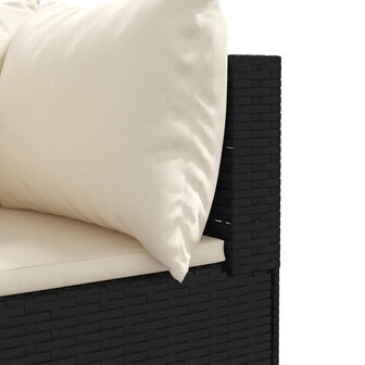 7-delige Loungeset met kussens poly rattan zwart