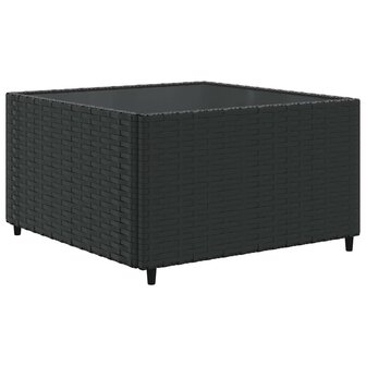 7-delige Loungeset met kussens poly rattan zwart