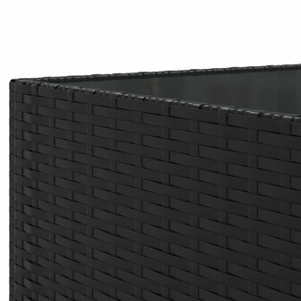 7-delige Loungeset met kussens poly rattan zwart