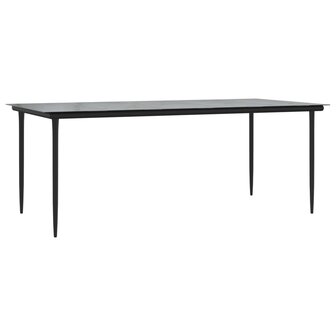Tuintafel 200x100x74cm staal en gehard glas zwart