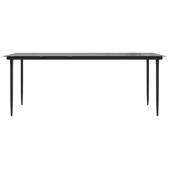Tuintafel 200x100x74cm staal en gehard glas zwart