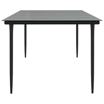Tuintafel 200x100x74cm staal en gehard glas zwart