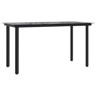 Tuintafel 200x100x74cm staal en gehard glas zwart