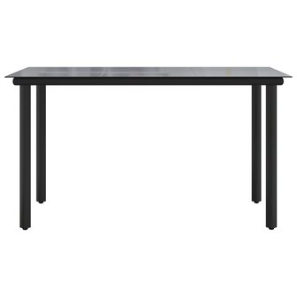 Tuintafel 200x100x74cm staal en gehard glas zwart