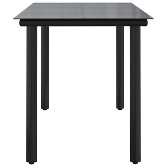 Tuintafel 200x100x74cm staal en gehard glas zwart
