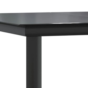 Tuintafel 200x100x74cm staal en gehard glas zwart