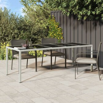 Tuintafel 250x100x75 cm poly rattan en gehard glas wit