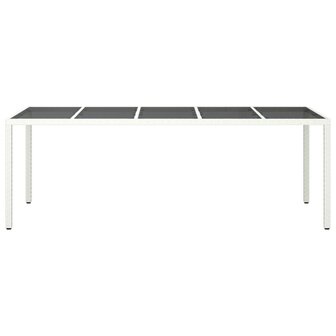 Tuintafel 250x100x75 cm poly rattan en gehard glas wit
