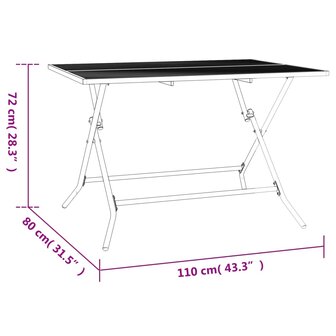Tuintafel inklapbaar 110x80x72 cm staalgaas antracietkleurig
