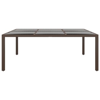 Tuintafel met glazen blad 200x150x75 cm rattan bruin
