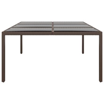 Tuintafel met glazen blad 200x150x75 cm rattan bruin