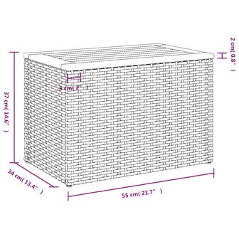 Tuinbijzettafels 2 st 55x34x37 cm hout poly rattan zwart