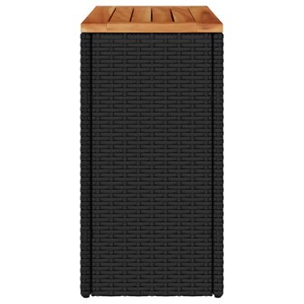 Tuinbijzettafel met houten blad 58x27,5x55 cm poly rattan zwart