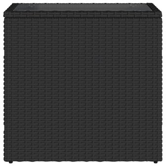 Tuinbijzettafel met glazen blad 58x27,5x55 cm poly rattan zwart