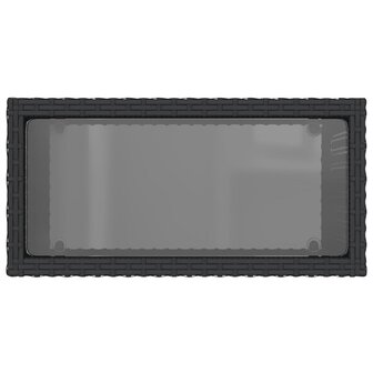 Tuinbijzettafel met glazen blad 58x27,5x55 cm poly rattan zwart