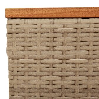 Tuintafel 55x55x37 cm poly rattan en acaciahout beige