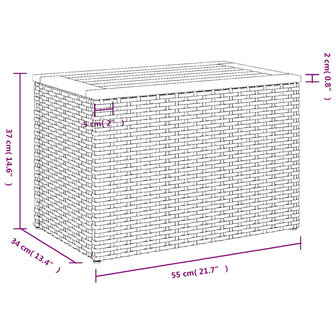 Tuinbijzettafels 2 st 55x34x37 cm poly rattan en hout grijs