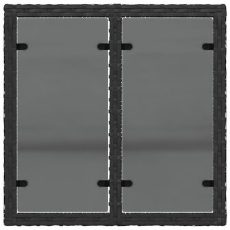 Tuintafel met glazen blad 55x55x37 cm poly rattan zwart