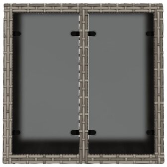 Tuintafel met glazen blad 55x55x37 cm poly rattan grijs