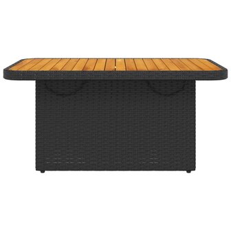 Tuintafel 90x55x71 cm poly rattan en massief acaciahout zwart
