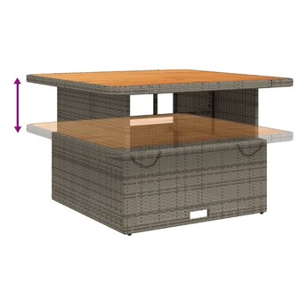 Tuintafel 110x110x71 cm poly rattan en acaciahout grijs