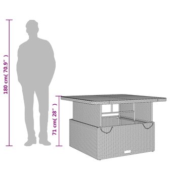 Tuintafel 110x110x71 cm poly rattan en acaciahout grijs