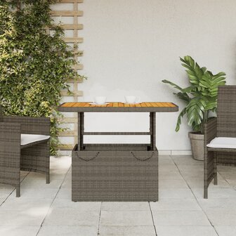Tuintafel 90x55x71 cm poly rattan en acaciahout grijs