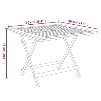 Tuintafel inklapbaar 90x90x75 cm massief acaciahout