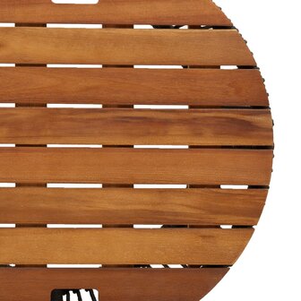 Tuinbijzettafels 2 st met houten blad poly rattan zwart