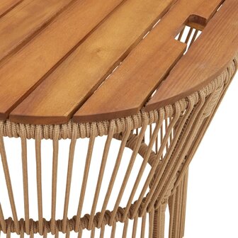 Tuinbijzettafels 2 st met houten blad poly rattan beige