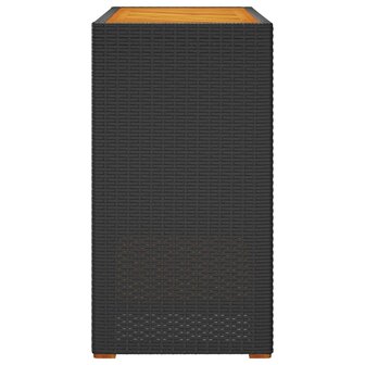 Tuinbijzettafel met houten blad 100x40x75 cm poly rattan zwart