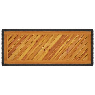 Tuinbijzettafel met houten blad 100x40x75 cm poly rattan zwart