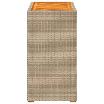 Tuinbijzettafel met houten blad 60x40x75 cm poly rattan beige