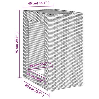 Tuinbijzettafel met houten blad 60x40x75 cm poly rattan beige