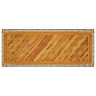 Tuinbijzettafel met houten blad 100x40x75 cm poly rattan beige