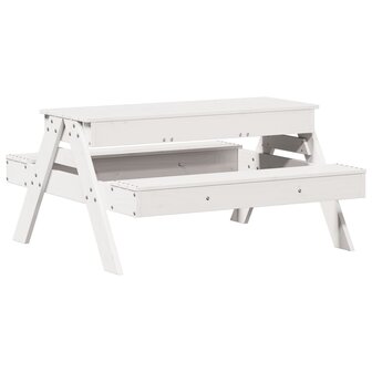 Picknicktafel met zandbak voor kinderen massief grenenhout wit