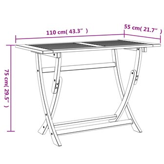 Tuintafel inklapbaar 110x55x75 cm massief acaciahout
