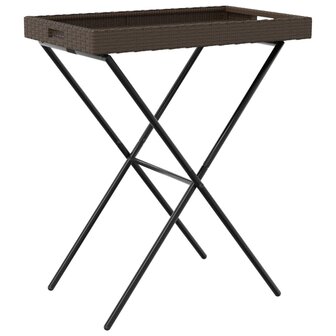 Dienbladtafel inklapbaar 65x40x75 cm poly rattan bruin