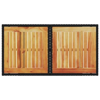 Tuintafel 100x55x73 cm poly rattan en acaciahout zwart