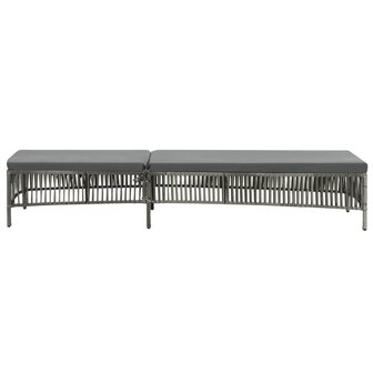 Ligbed met kussen poly rattan grijs