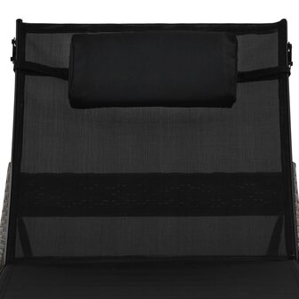 Ligbed met kussen poly rattan bruin