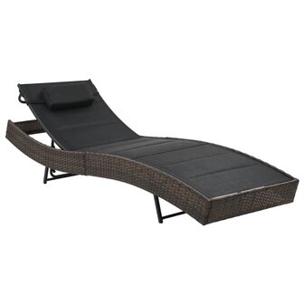 Ligbed poly rattan en textileen bruin