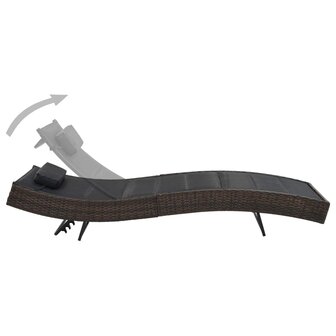 Ligbed poly rattan en textileen bruin