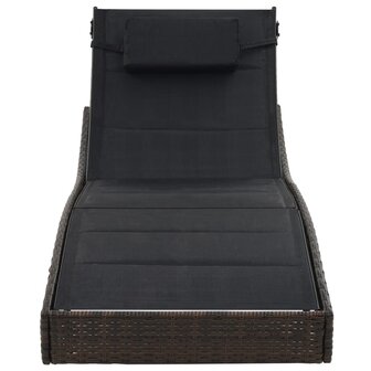 Ligbed poly rattan en textileen bruin