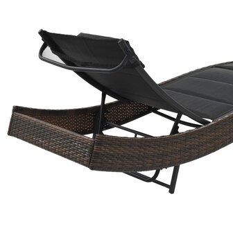 Ligbed poly rattan en textileen bruin